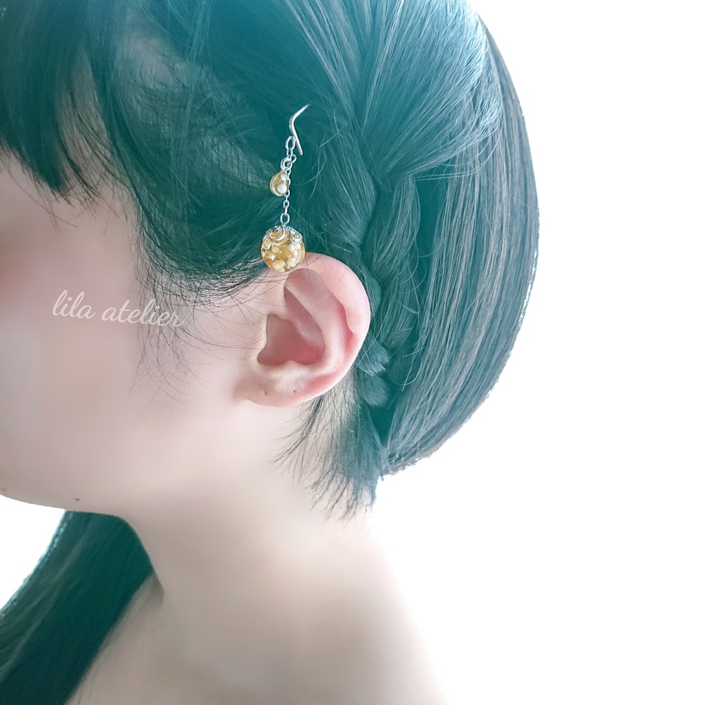 かすみ珠と雫【秋】ポニーフック(金属アレルギー対応)