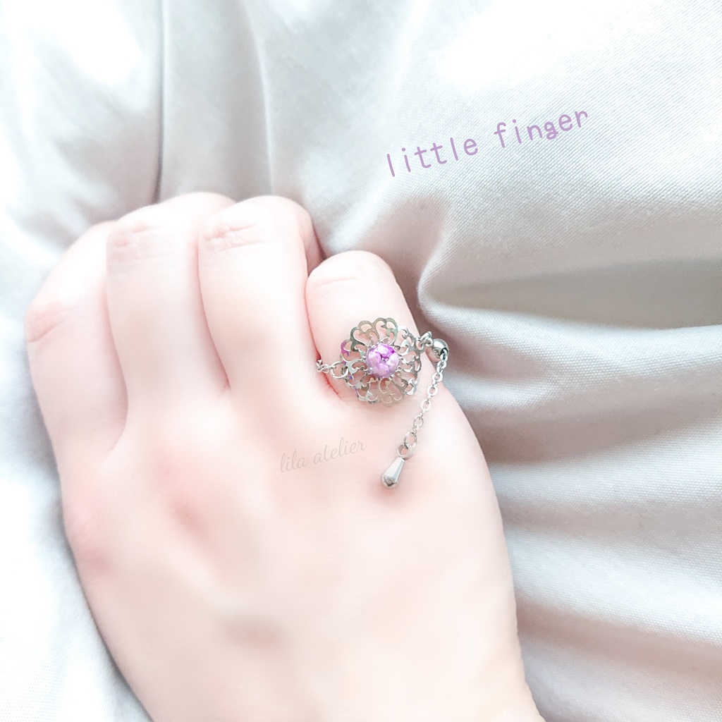 かすみ蔦葛【紫】チェーンリング(金属アレルギー対応)