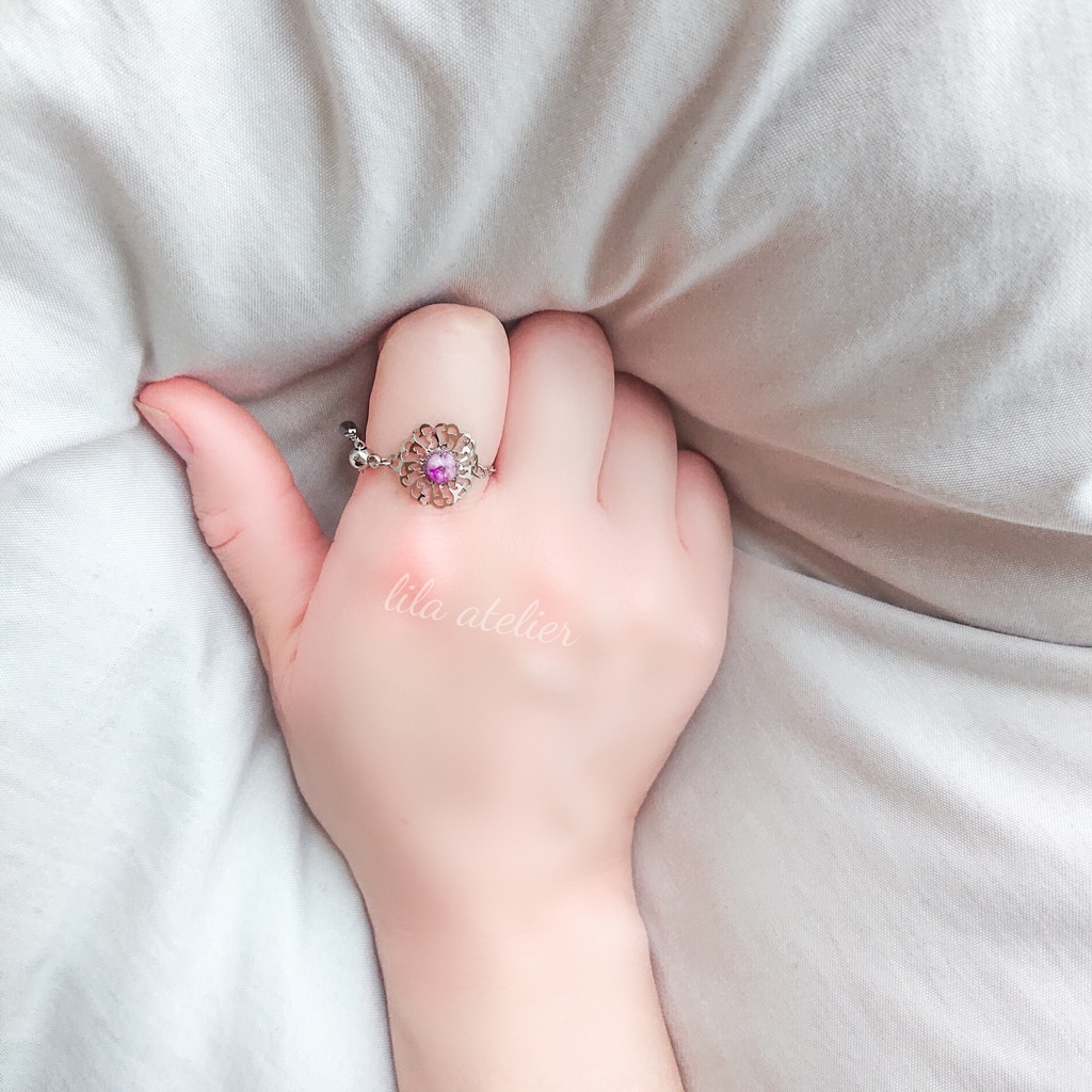 かすみ蔦葛【紫】チェーンリング(金属アレルギー対応)