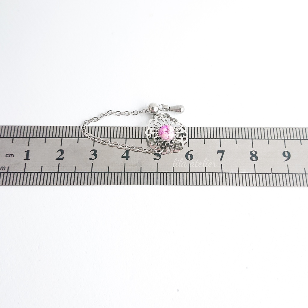 かすみ蔦葛【紫】チェーンリング(金属アレルギー対応)