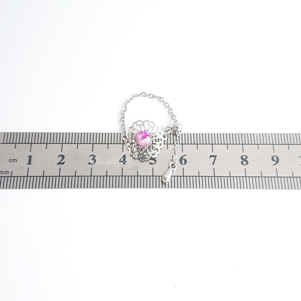 かすみ蔦葛【紫】チェーンリング(金属アレルギー対応)