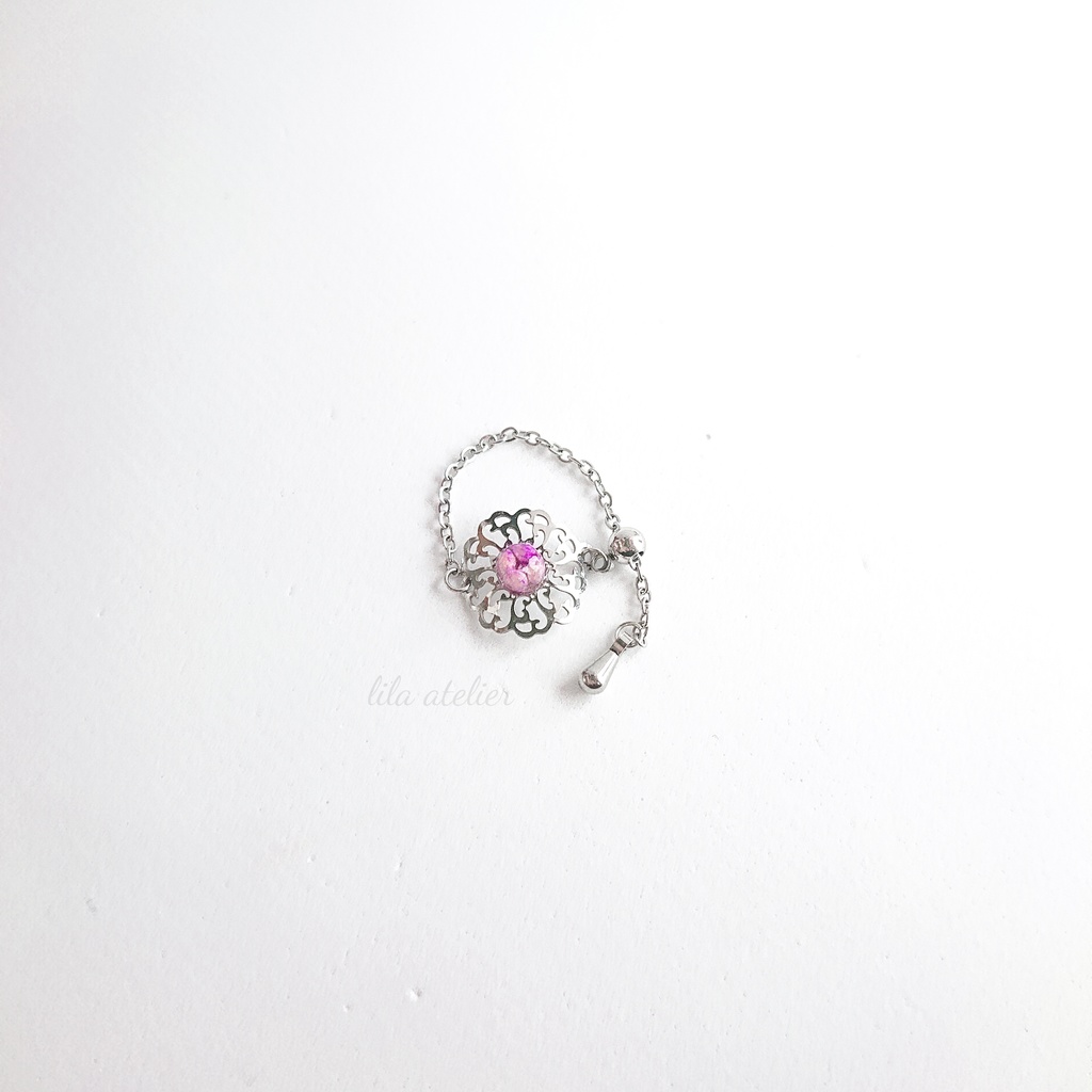 かすみ蔦葛【紫】チェーンリング(金属アレルギー対応)