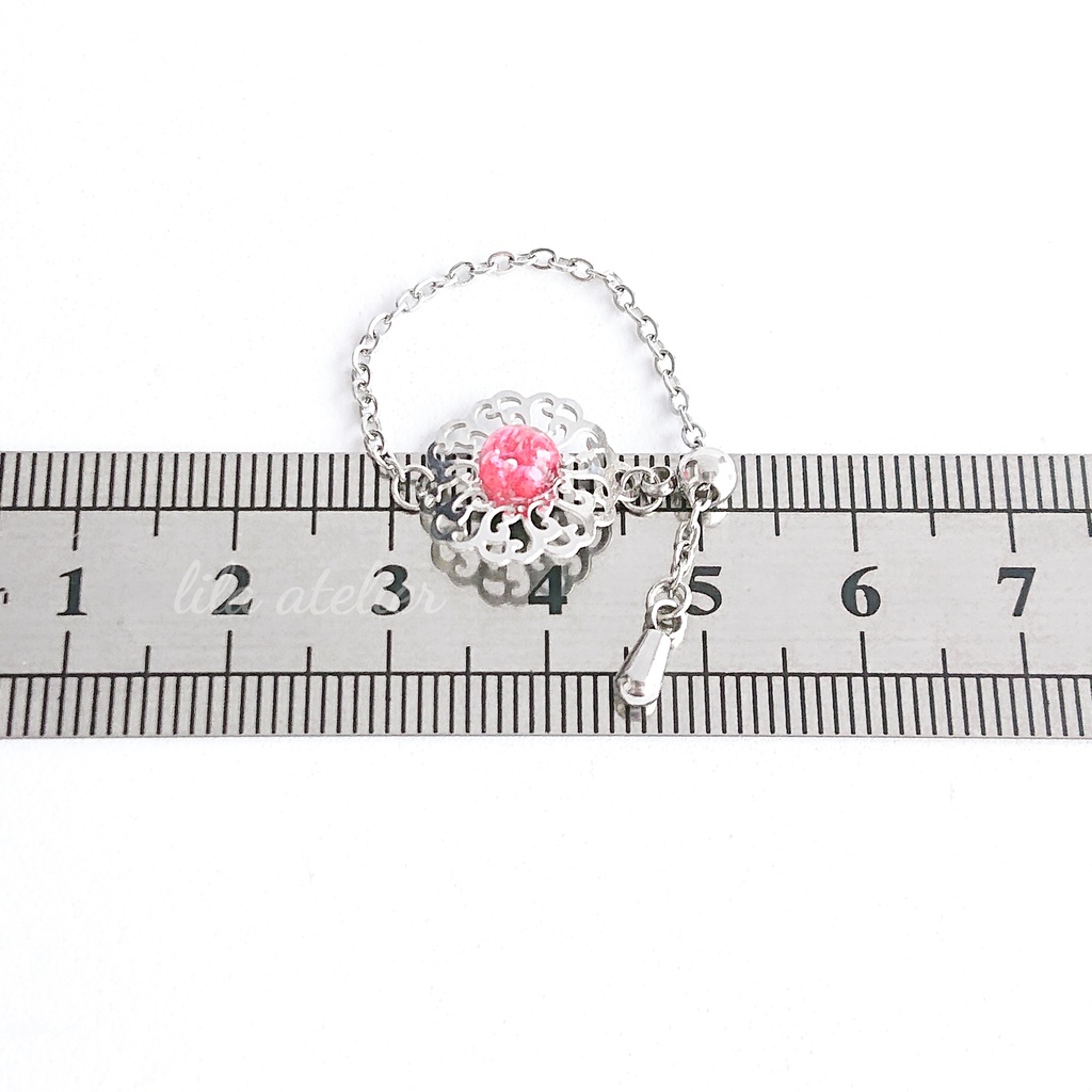 かすみ蔦葛【紅】チェーンリング(金属アレルギー対応)