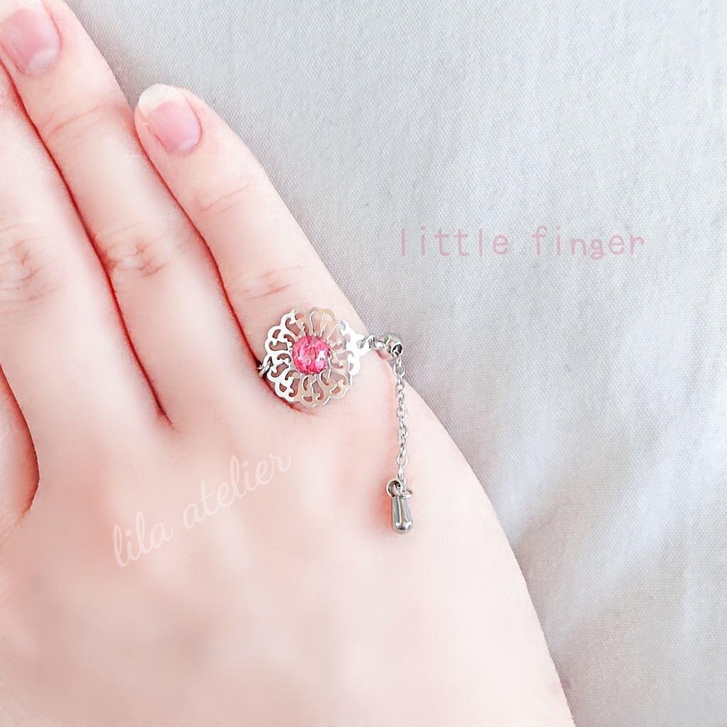 かすみ蔦葛【紅】チェーンリング(金属アレルギー対応)