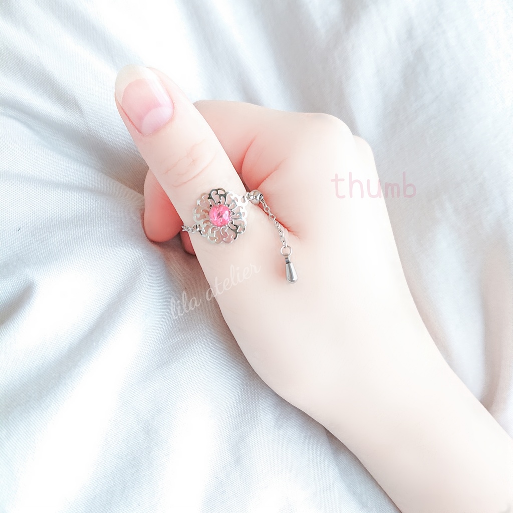 かすみ蔦葛【紅】チェーンリング(金属アレルギー対応)