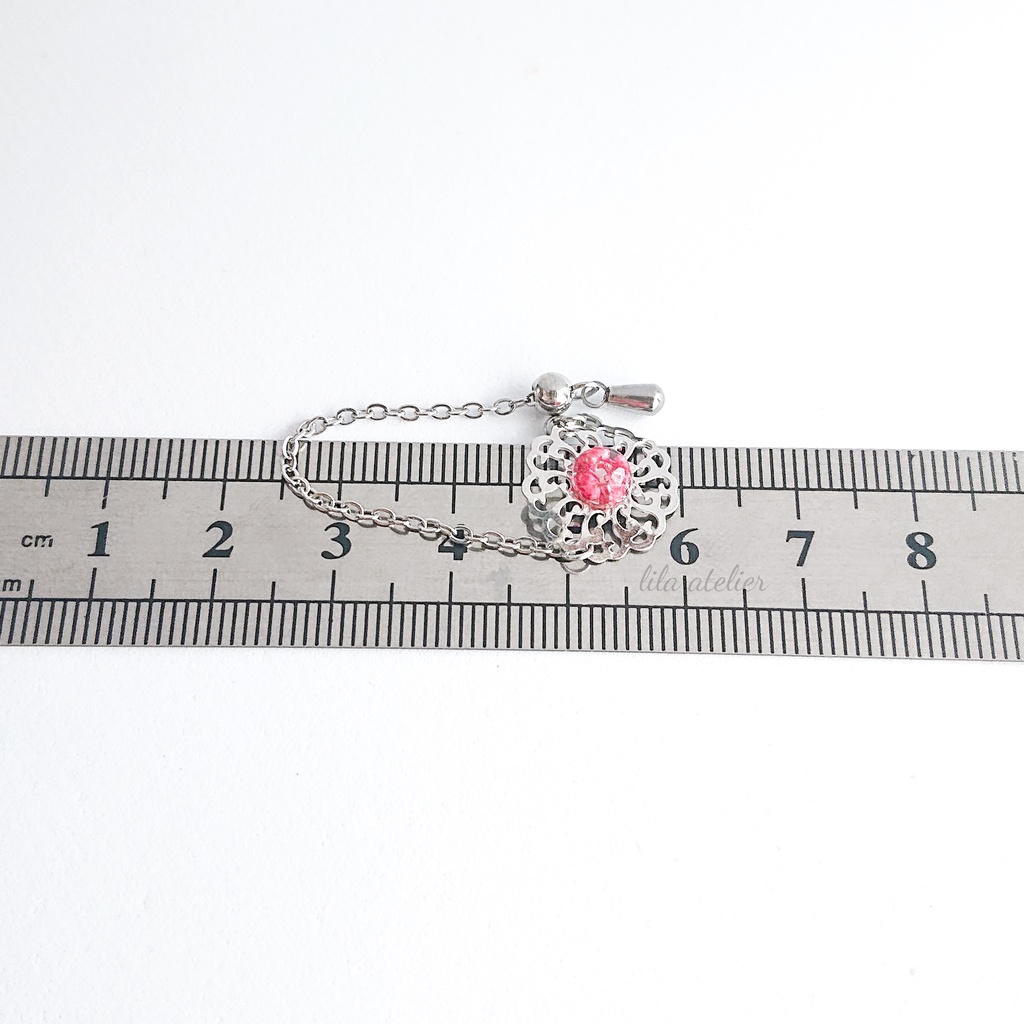 かすみ蔦葛【紅】チェーンリング(金属アレルギー対応)