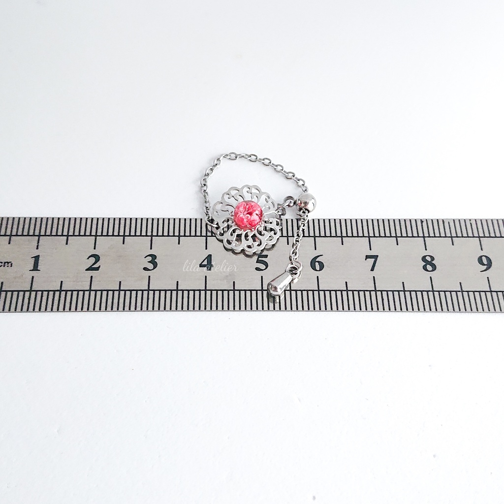 かすみ蔦葛【紅】チェーンリング(金属アレルギー対応)