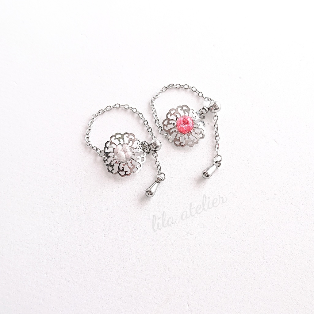 かすみ蔦葛【紅】チェーンリング(金属アレルギー対応)