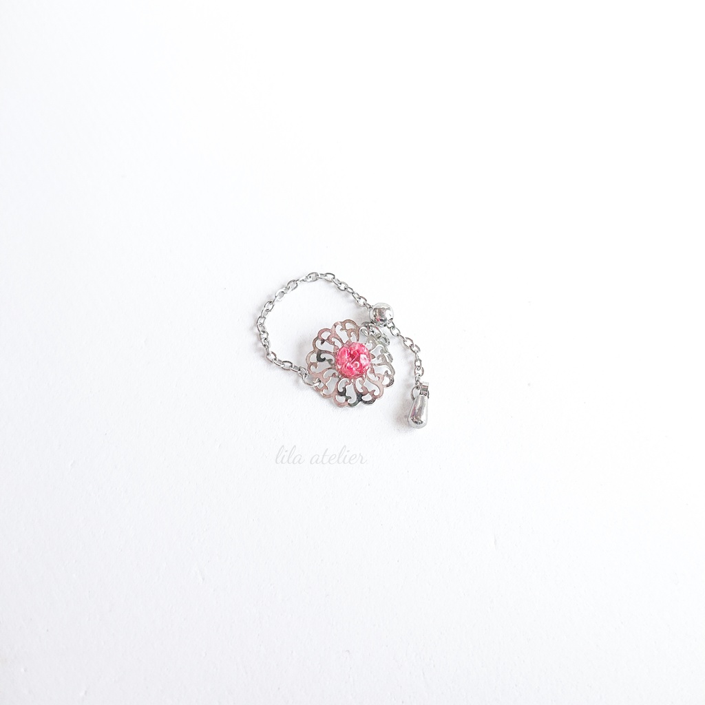 かすみ蔦葛【紅】チェーンリング(金属アレルギー対応)