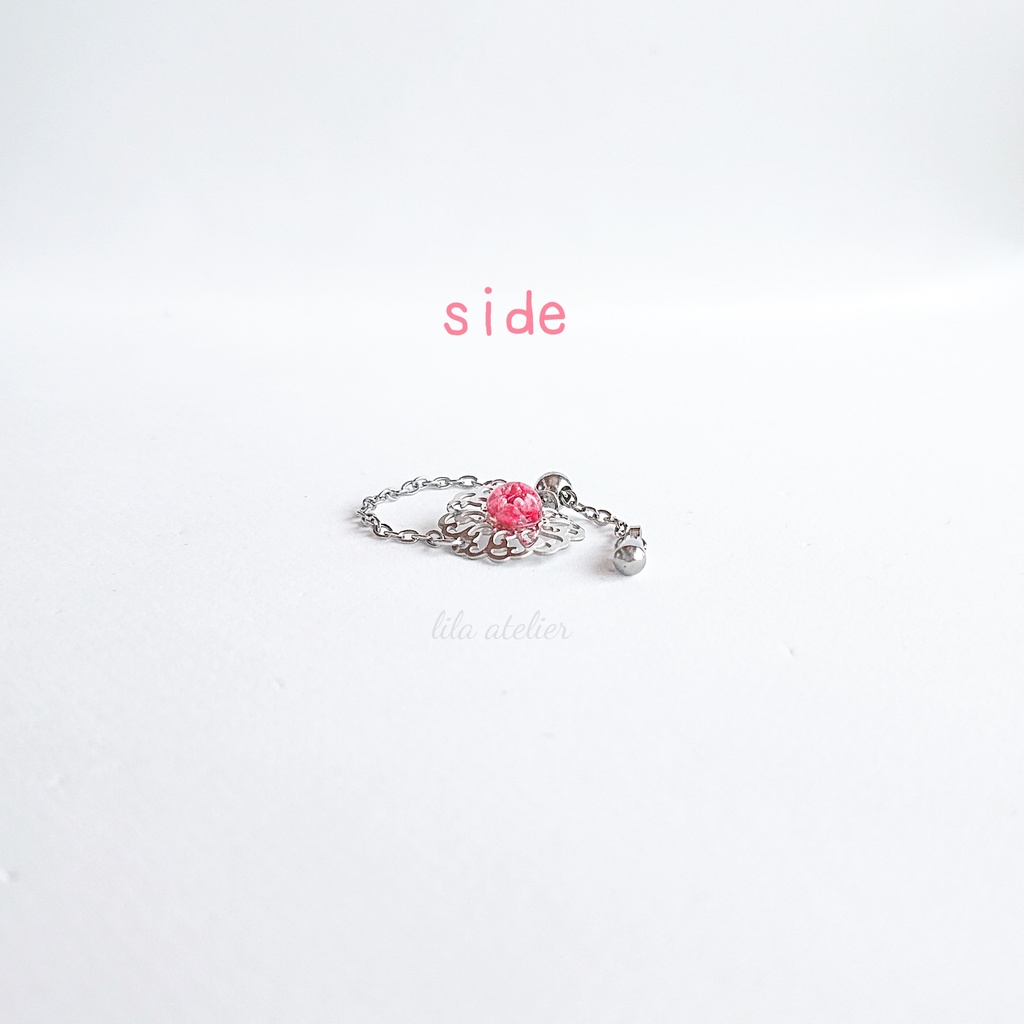 かすみ蔦葛【紅】チェーンリング(金属アレルギー対応)