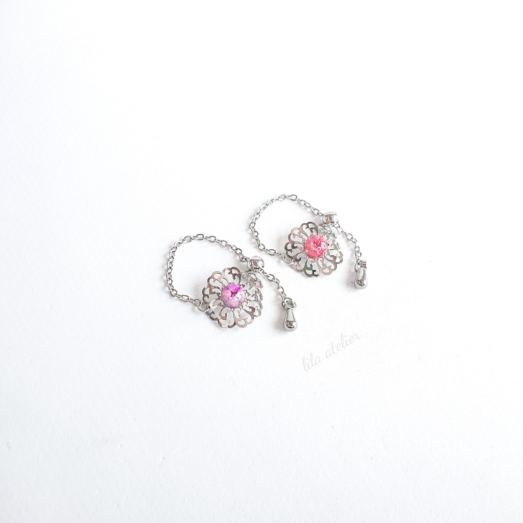 かすみ蔦葛【紅】チェーンリング(金属アレルギー対応)