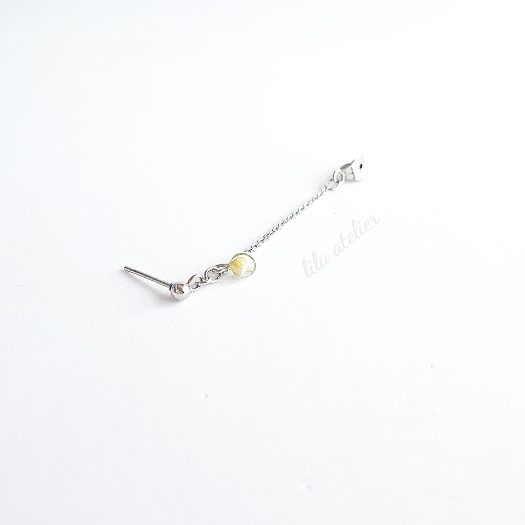 《片耳用》かすみ粒【翠】チェーンピアス(金属アレルギー対応)