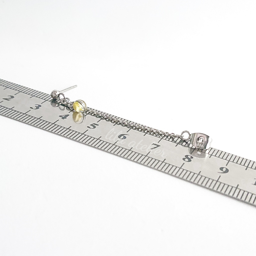 《片耳用》かすみ粒【翠】チェーンピアス(金属アレルギー対応)