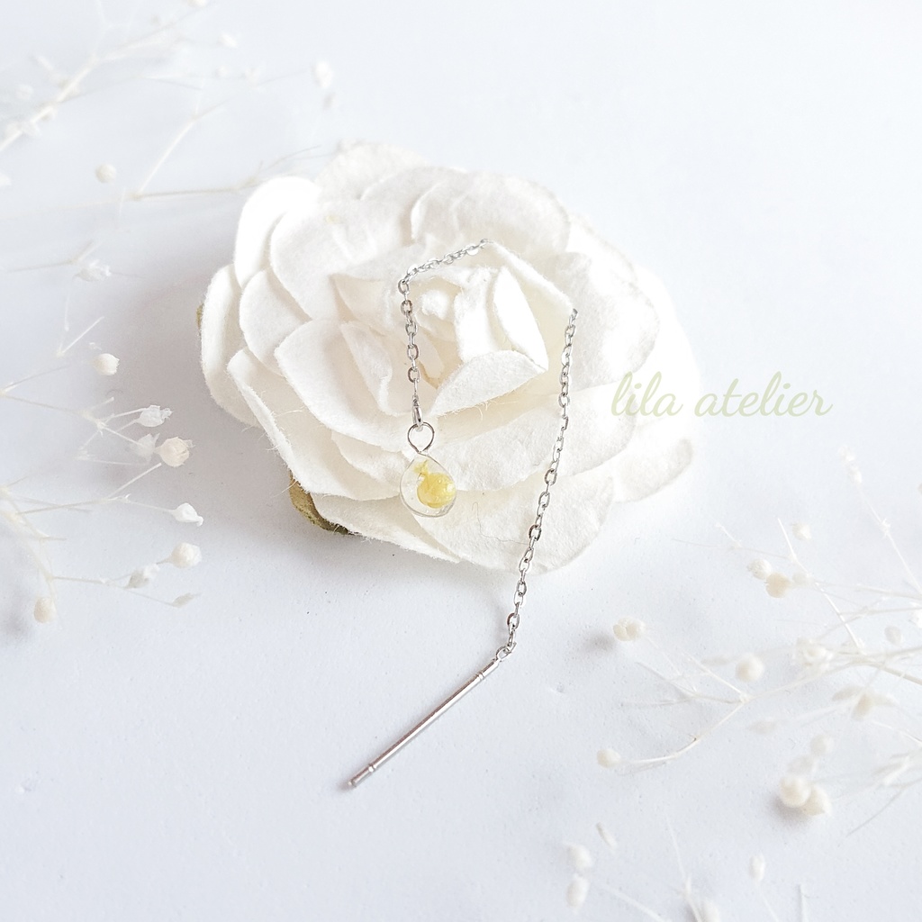 《片耳用》かすみ雫【翠】アメリカンピアス(金属アレルギー対応)