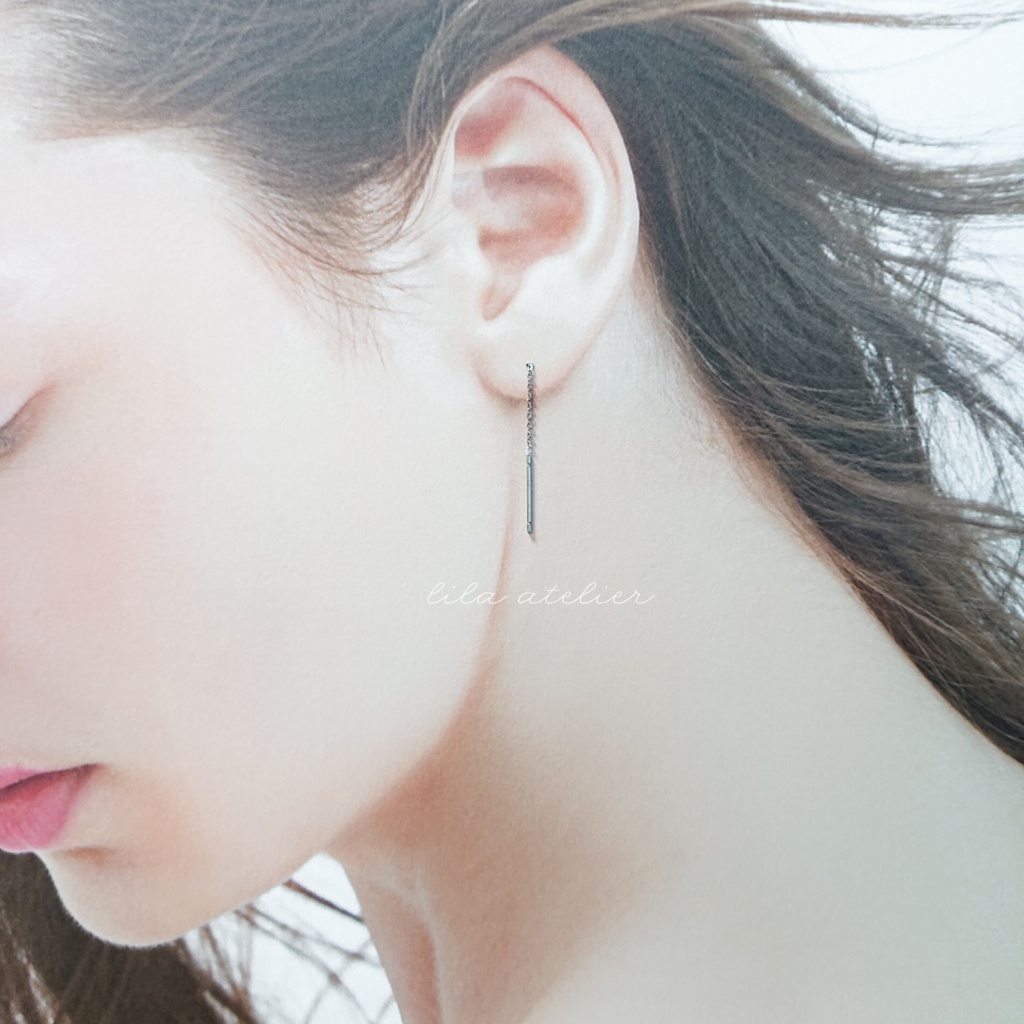 《片耳用》かすみ雫【翠】アメリカンピアス(金属アレルギー対応)