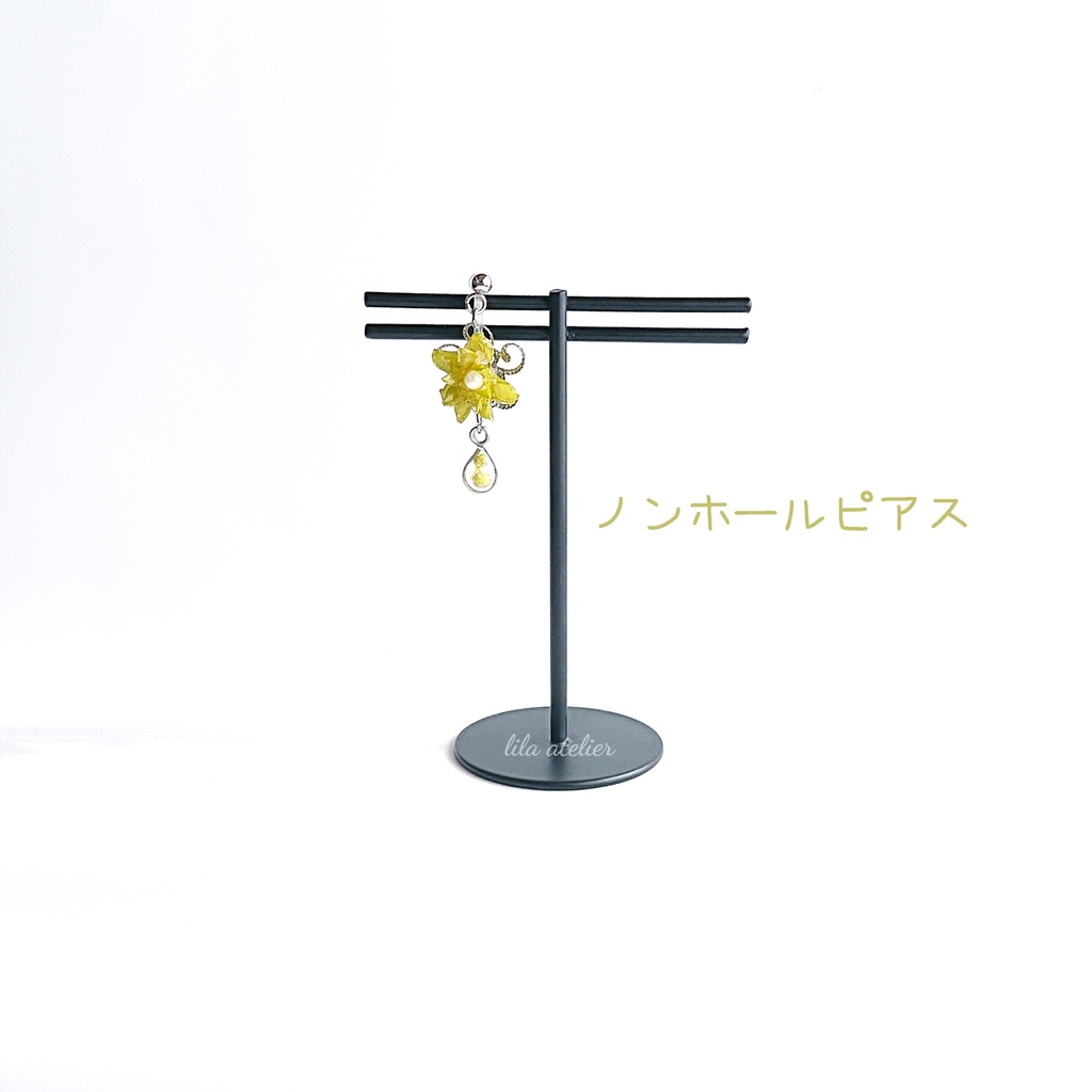 かすみ雫【翠】とミニコーンフラワー ピアス/イヤリング(金属アレルギー対応)