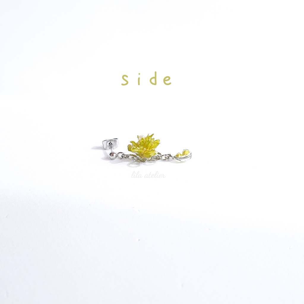 かすみ雫【翠】とミニコーンフラワー ピアス/イヤリング(金属アレルギー対応)