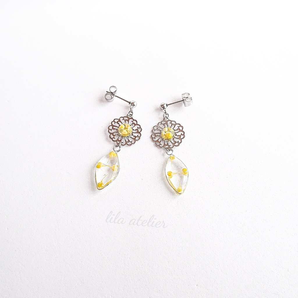 かすみ葉【翠】と蔦葛ピアス/イヤリング(金属アレルギー対応)