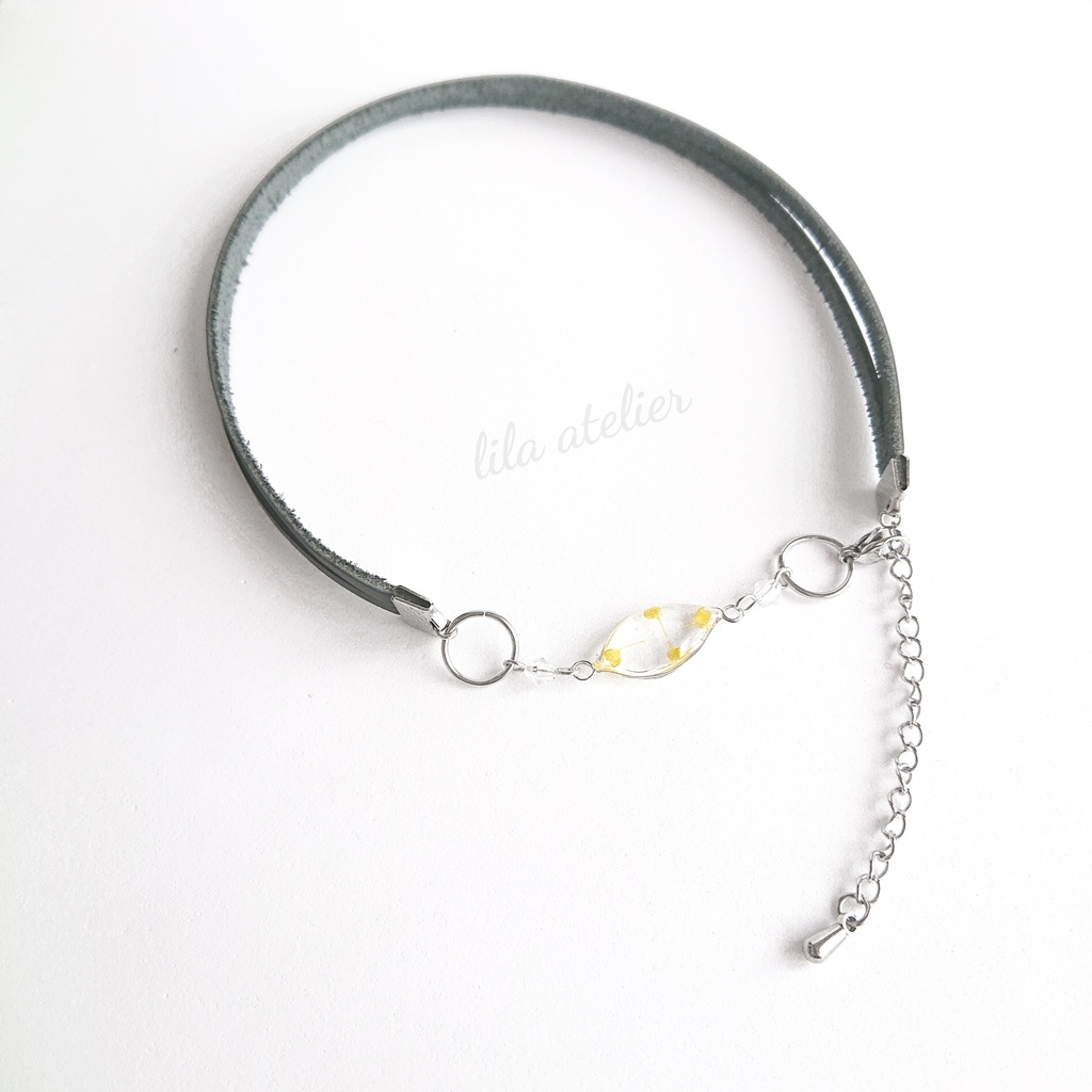 かすみ葉【翠】チョーカー(金属アレルギー対応)