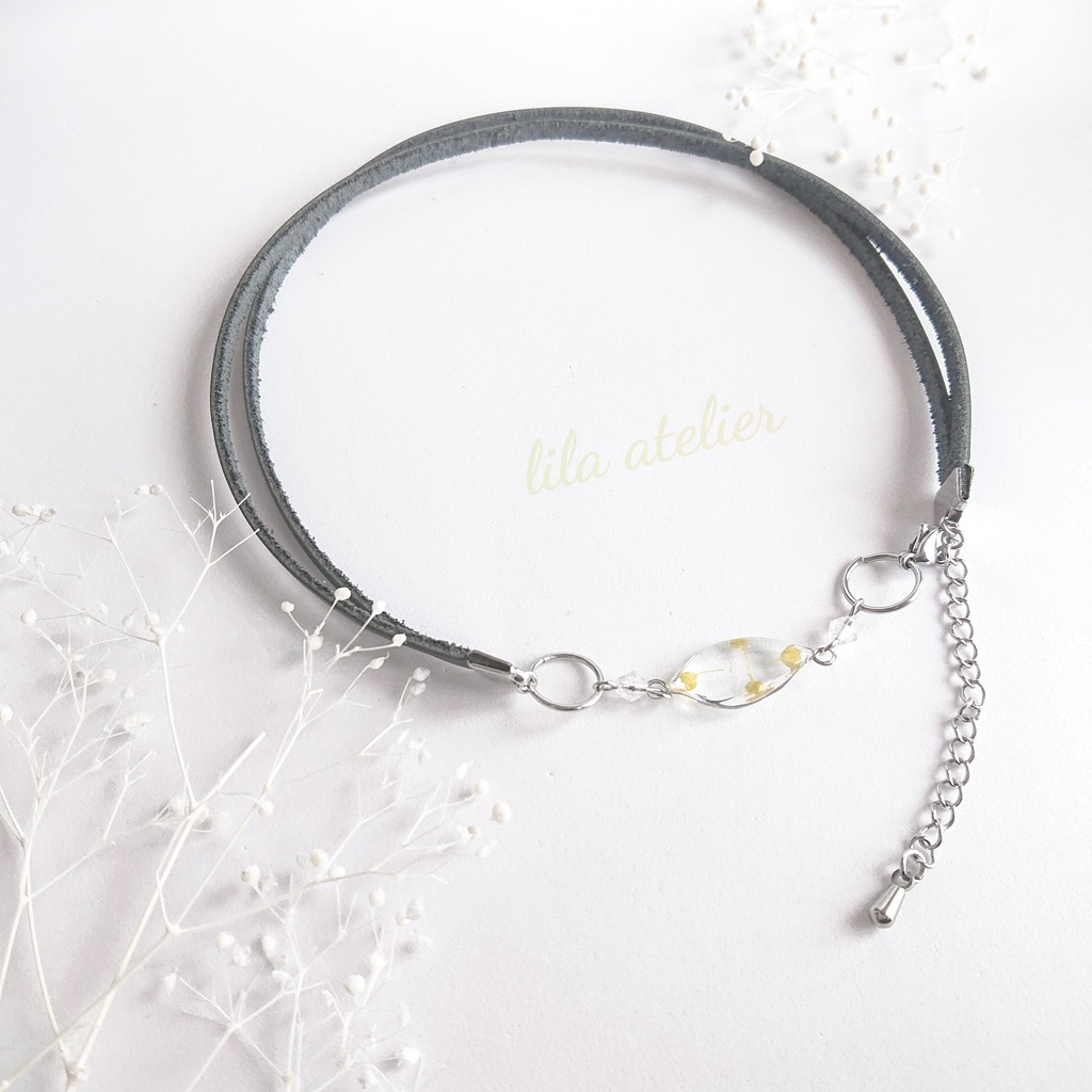 かすみ葉【翠】チョーカー(金属アレルギー対応)