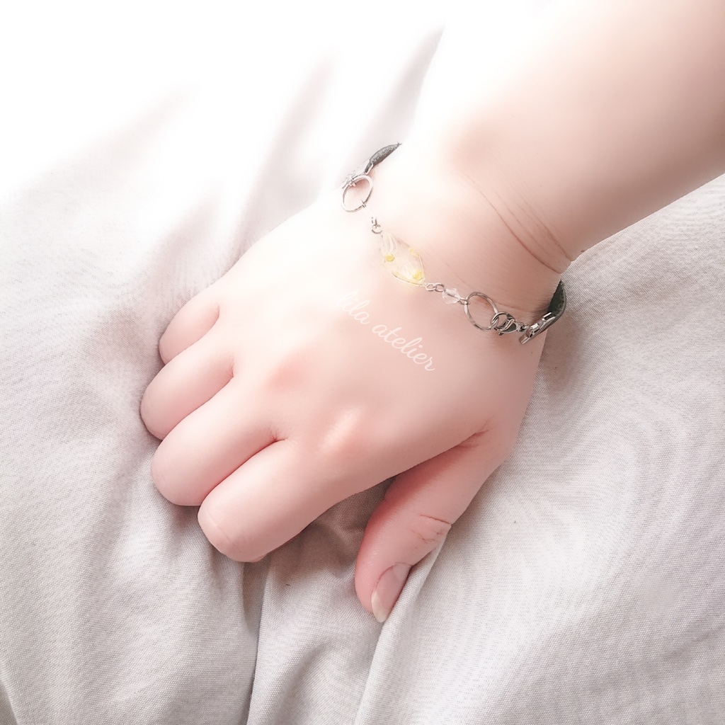 かすみ葉【翠】ブレスレット(金属アレルギー対応)