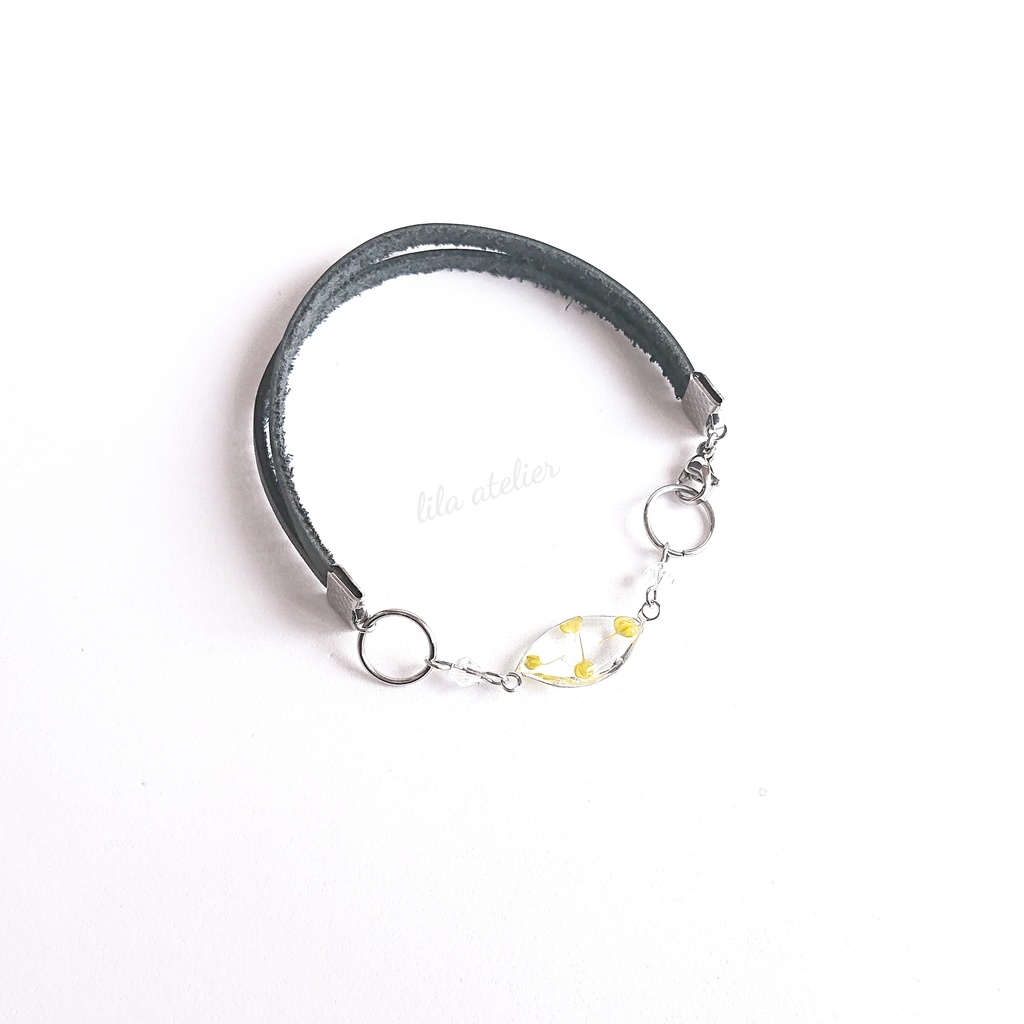 かすみ葉【翠】ブレスレット(金属アレルギー対応)