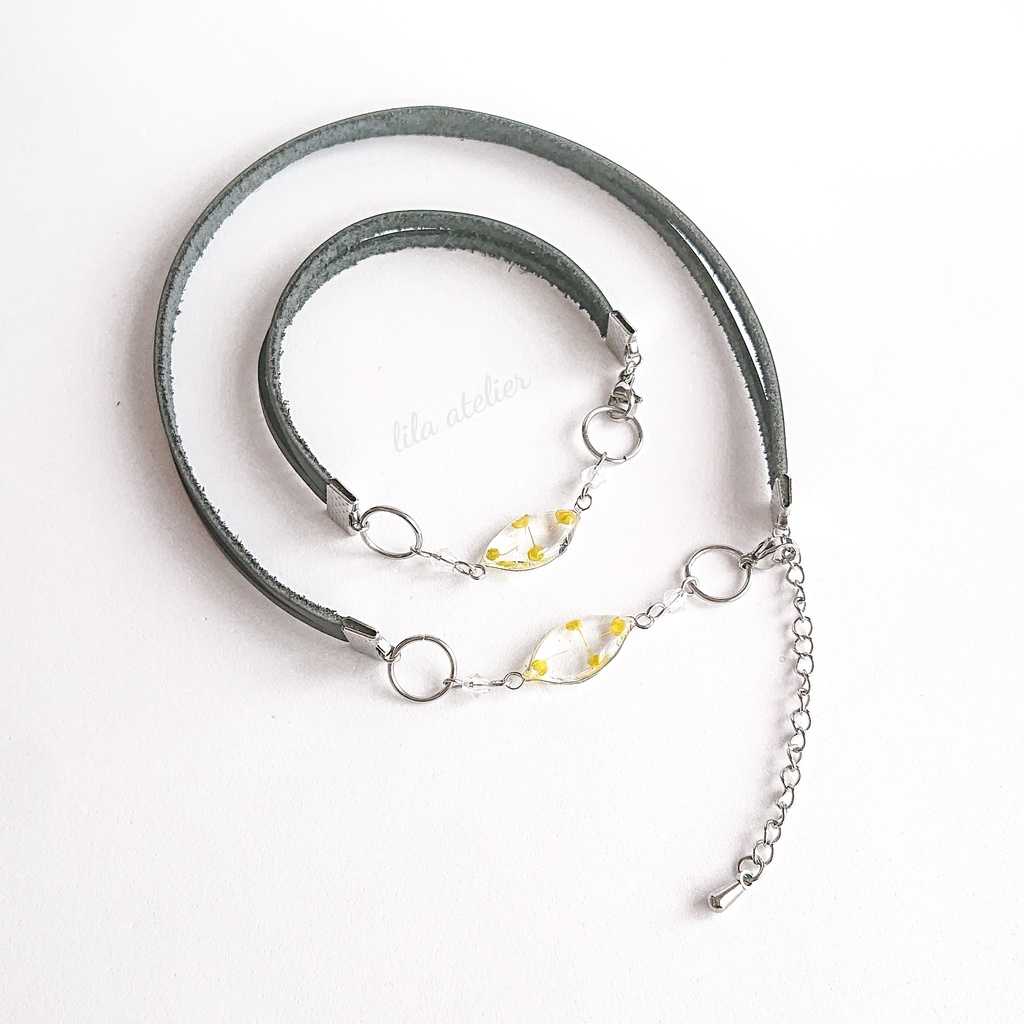 かすみ葉【翠】ブレスレット(金属アレルギー対応)