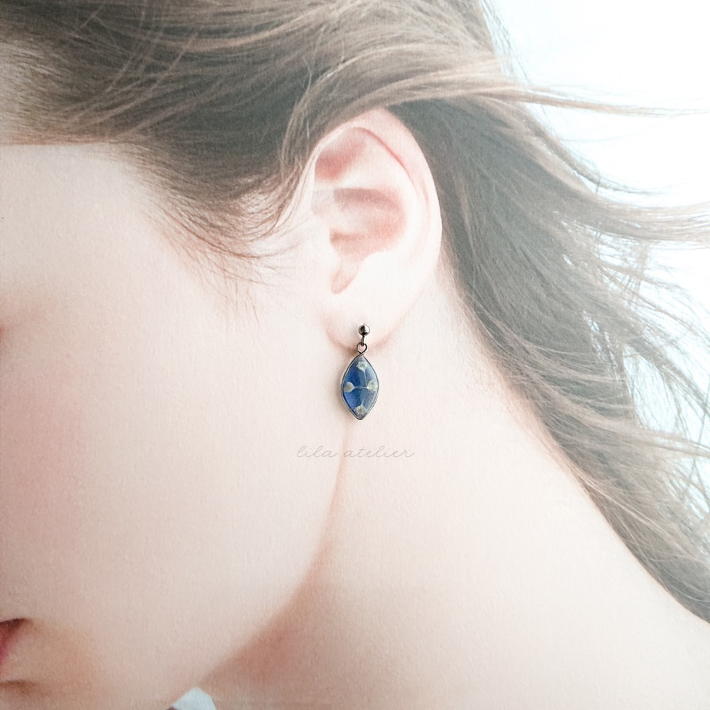 かすみ葉【夜空】ピアス/イヤリング(金属アレルギー対応)