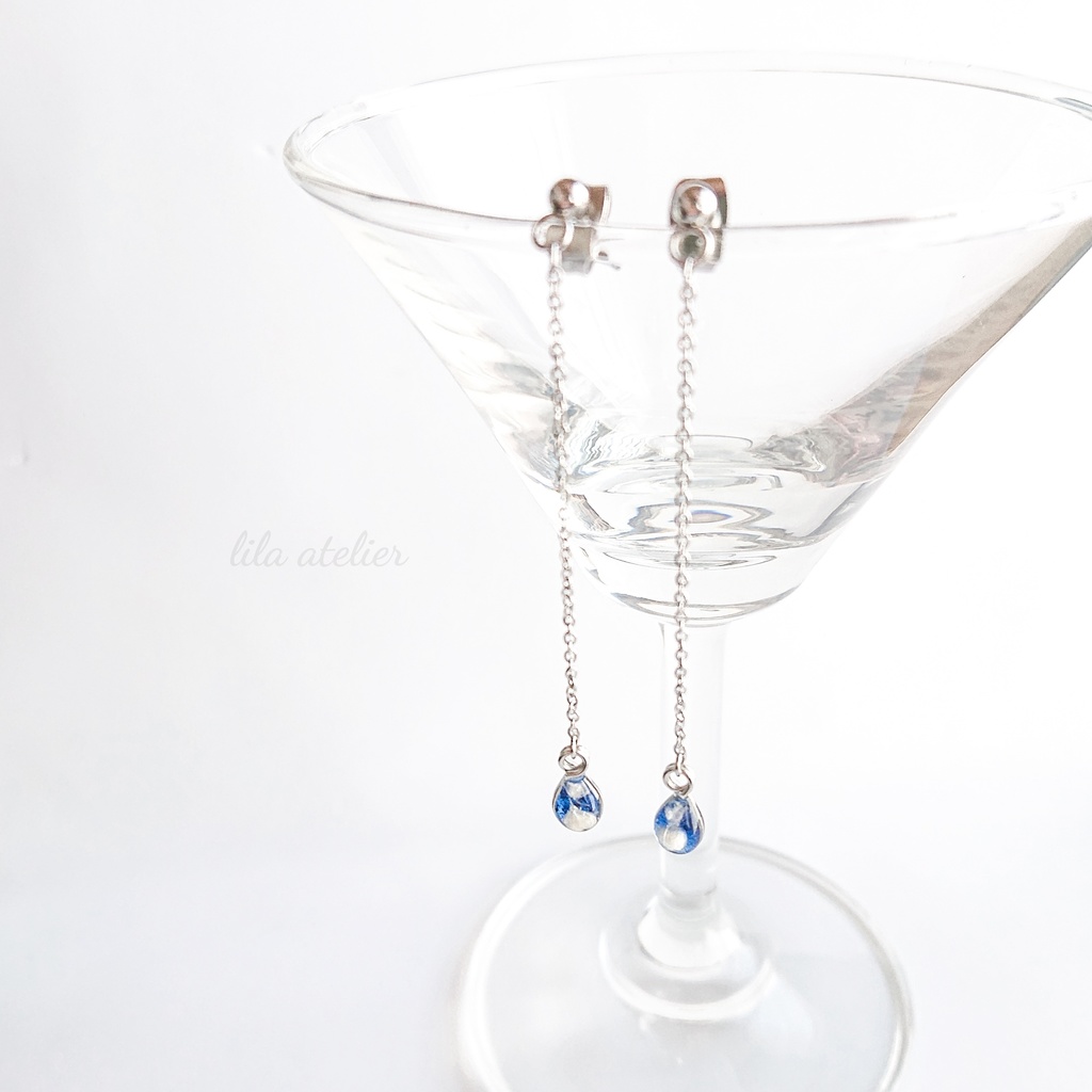 かすみ雫【夜空】ロングチェーンピアス/イヤリング(金属アレルギー対応)