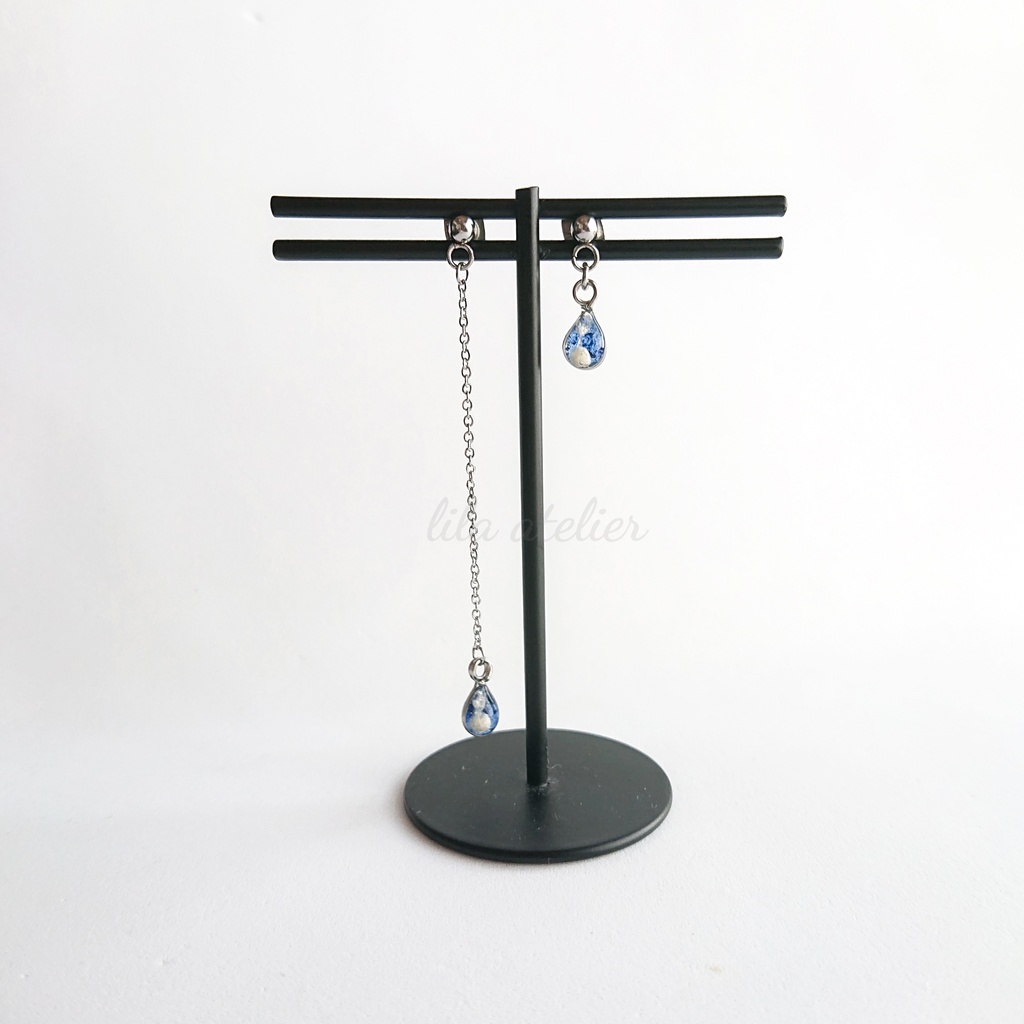 かすみ雫【夜空】ロングチェーンピアス/イヤリング(金属アレルギー対応)