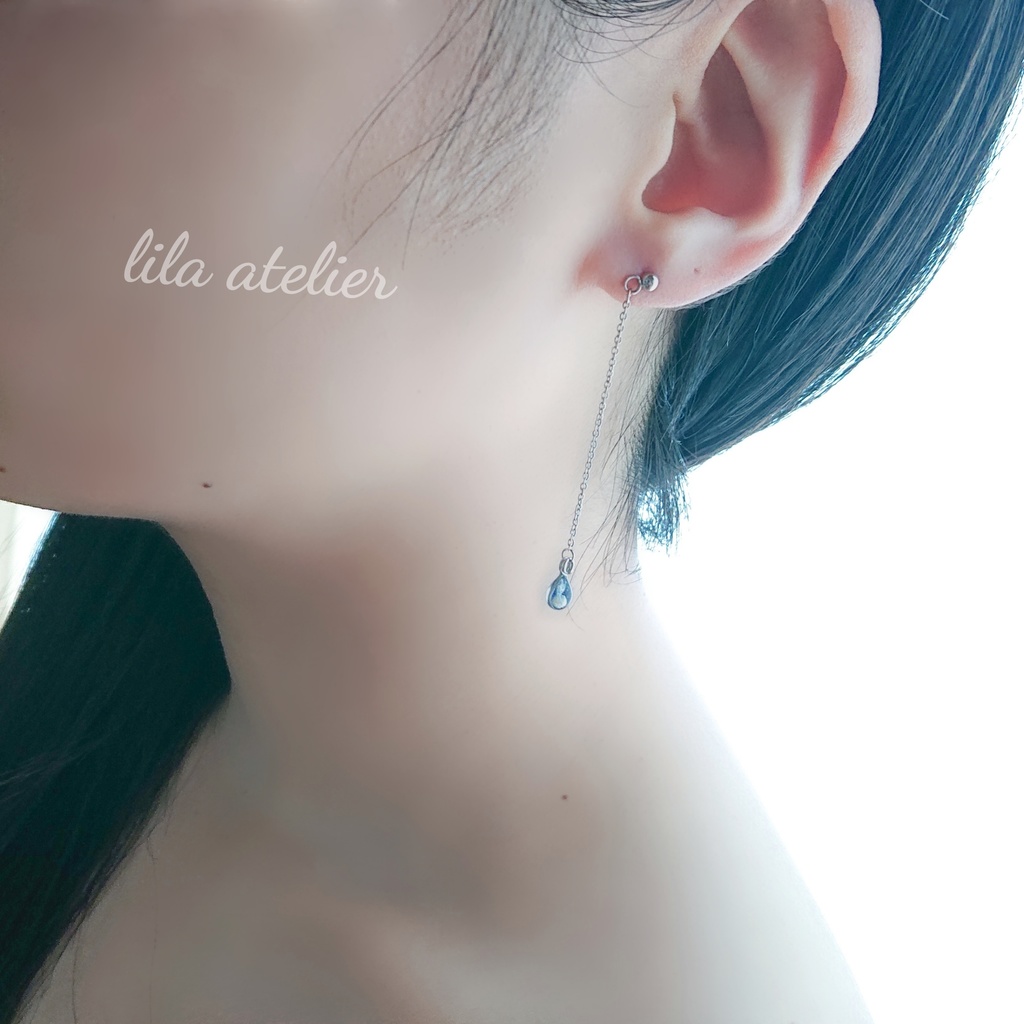 かすみ雫【夜空】ロングチェーンピアス/イヤリング(金属アレルギー対応)