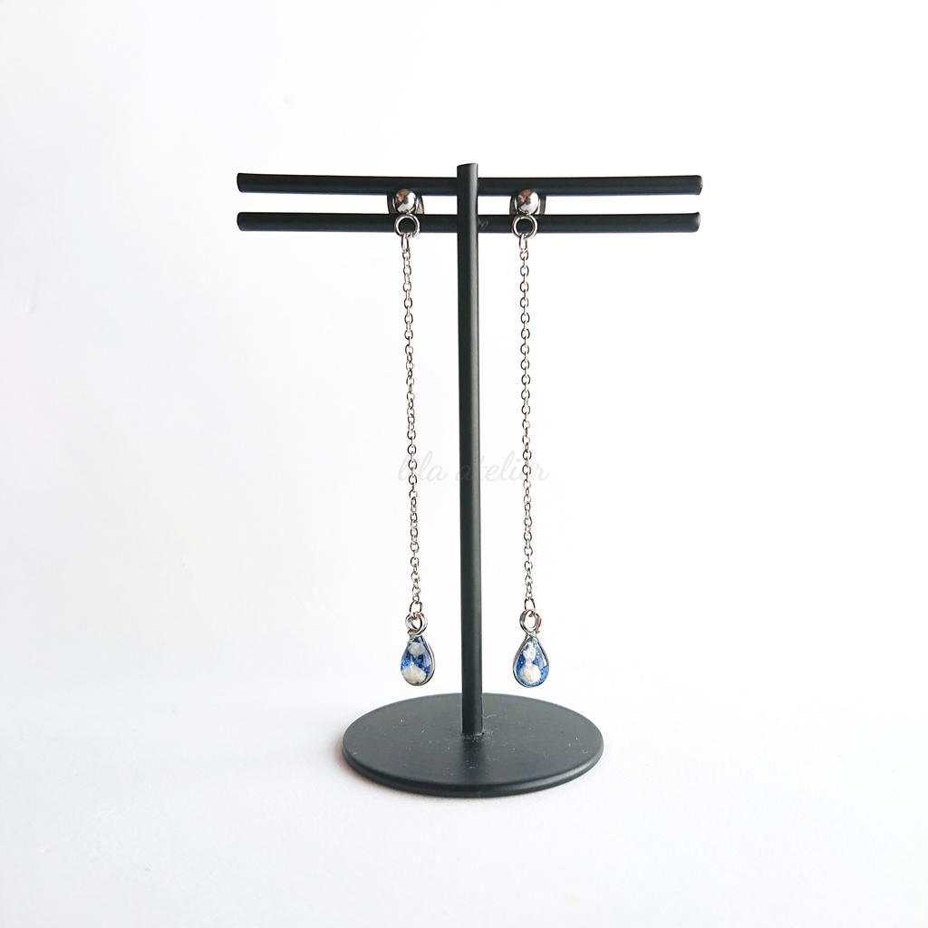 かすみ雫【夜空】ロングチェーンピアス/イヤリング(金属アレルギー対応)