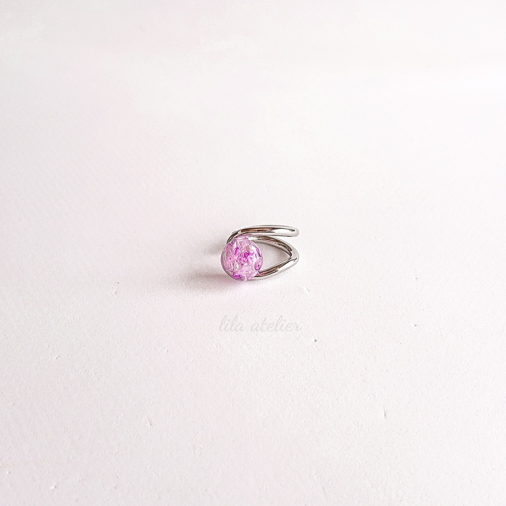 《片耳用》かすみ水中花【紫】イヤーカフ(金属アレルギー対応)