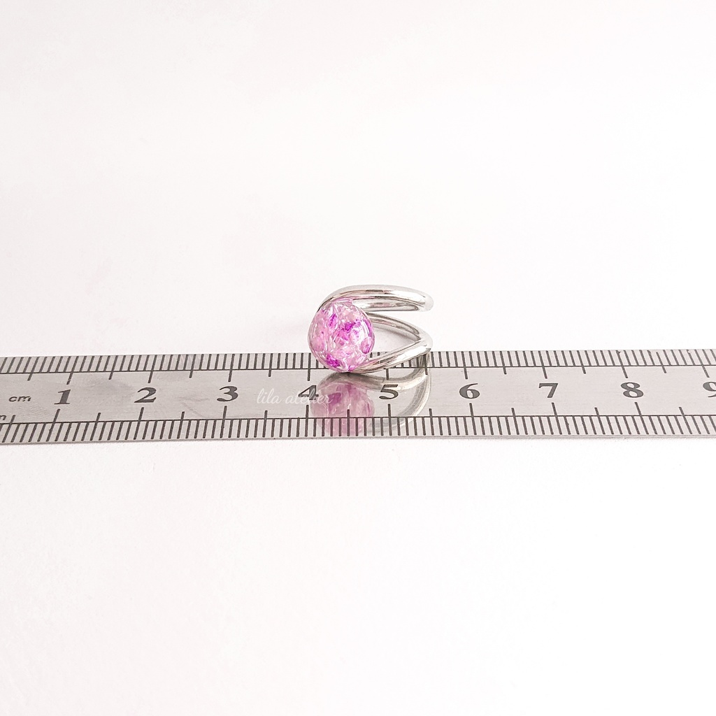 《片耳用》かすみ水中花【紫】イヤーカフ(金属アレルギー対応)