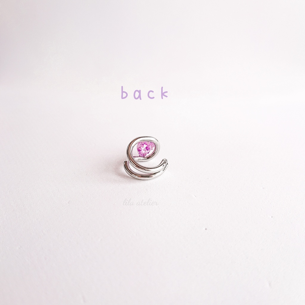 《片耳用》かすみ水中花【紫】イヤーカフ(金属アレルギー対応)