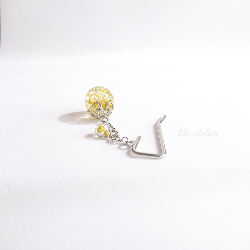 かすみ珠と雫【翠】ポニーフック(金属アレルギー対応)