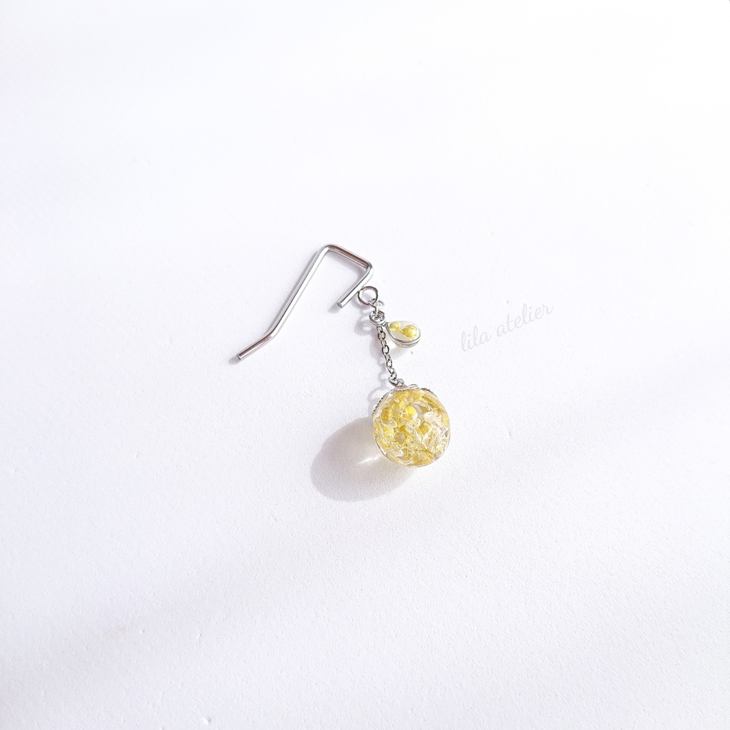 かすみ珠と雫【翠】ポニーフック(金属アレルギー対応)