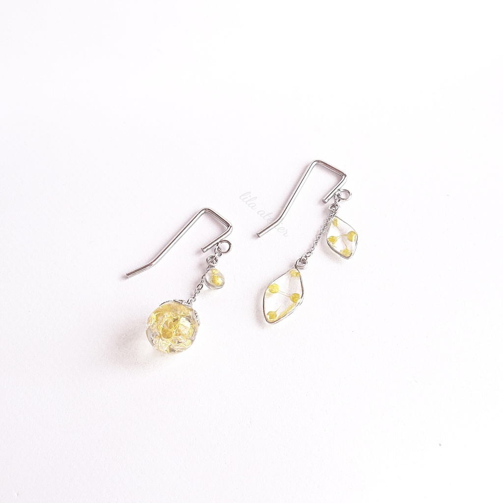 かすみ珠と雫【翠】ポニーフック(金属アレルギー対応)