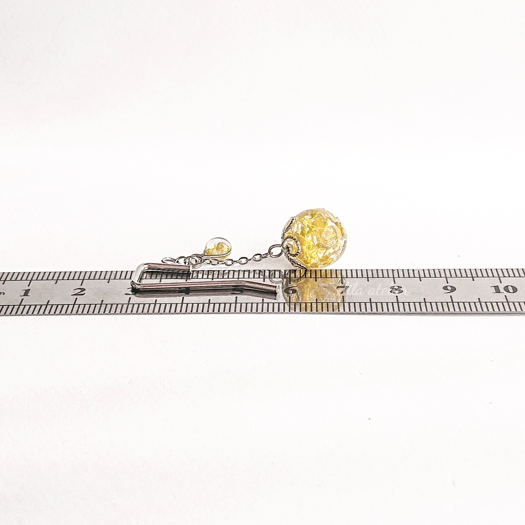 かすみ珠と雫【翠】ポニーフック(金属アレルギー対応)