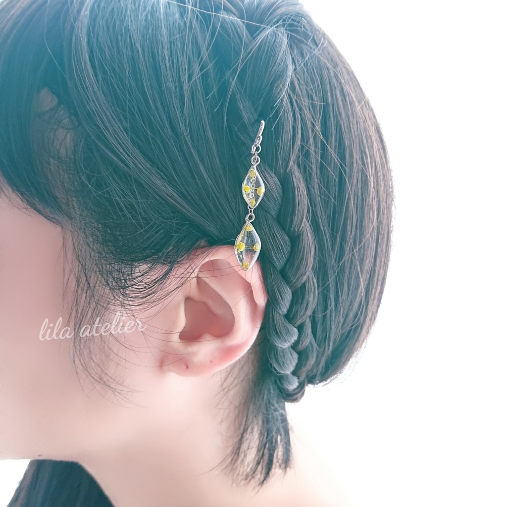 かすみ双葉【翠】ポニーフック(金属アレルギー対応)