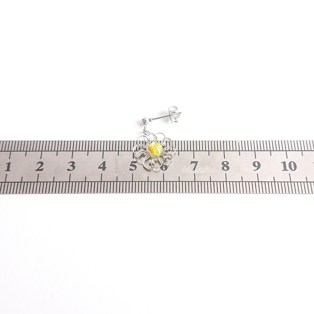 かすみ銀花【翠】揺れるピアス/イヤリング(金属アレルギー対応)