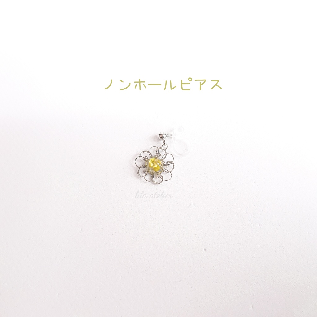 かすみ銀花【翠】揺れるピアス/イヤリング(金属アレルギー対応)