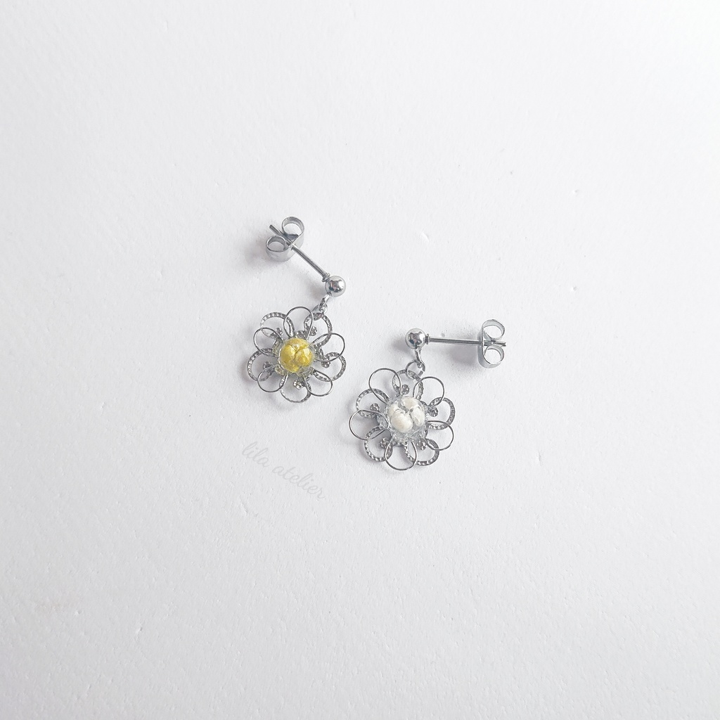 かすみ銀花【翠】揺れるピアス/イヤリング(金属アレルギー対応)