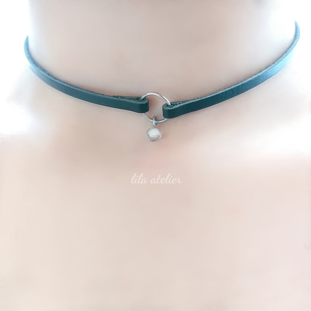 かすみ粒【白】チョーカー(金属アレルギー対応)