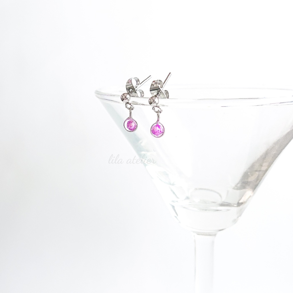 かすみ粒【紫】ピアス/イヤリング(金属アレルギー対応)