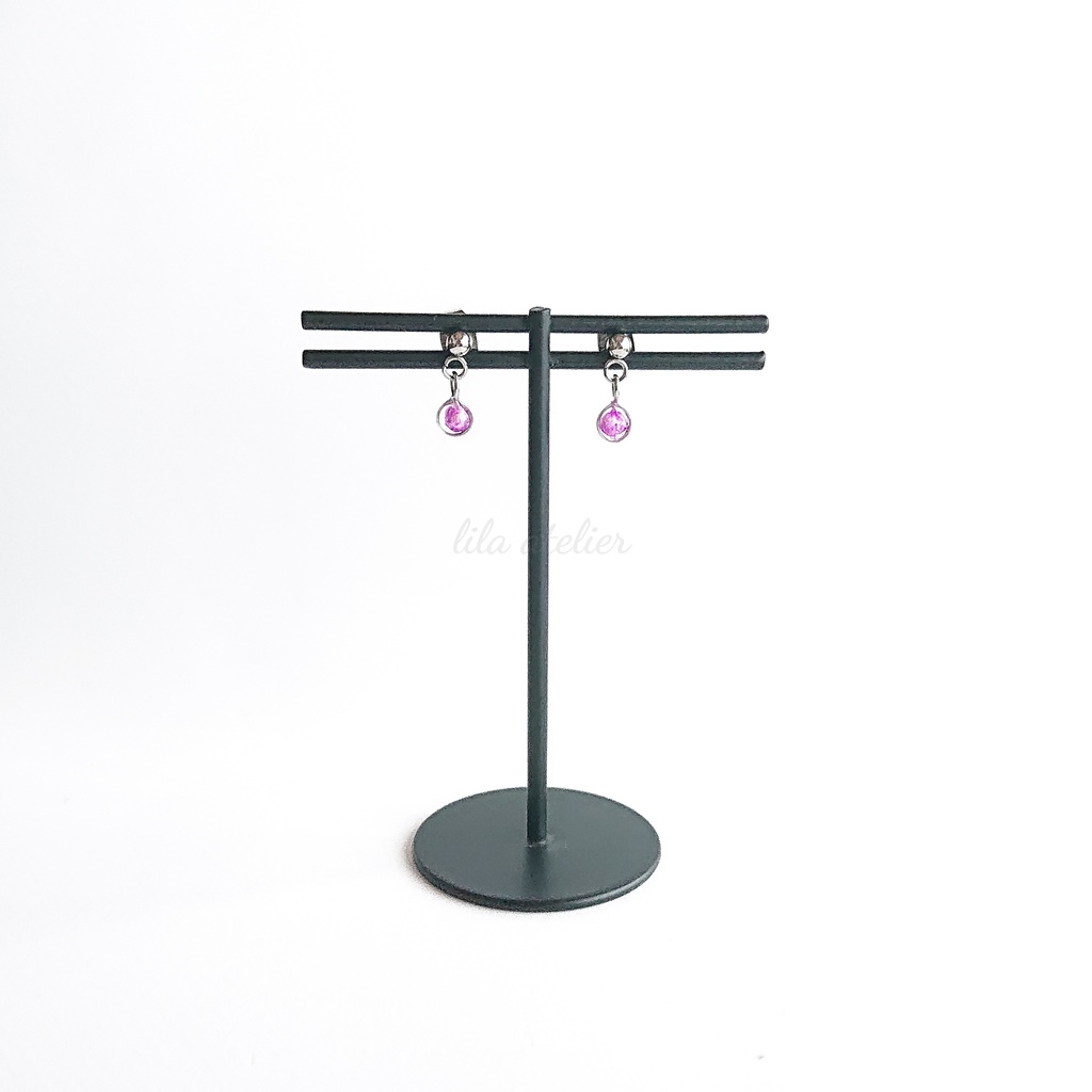 かすみ粒【紫】ピアス/イヤリング(金属アレルギー対応)