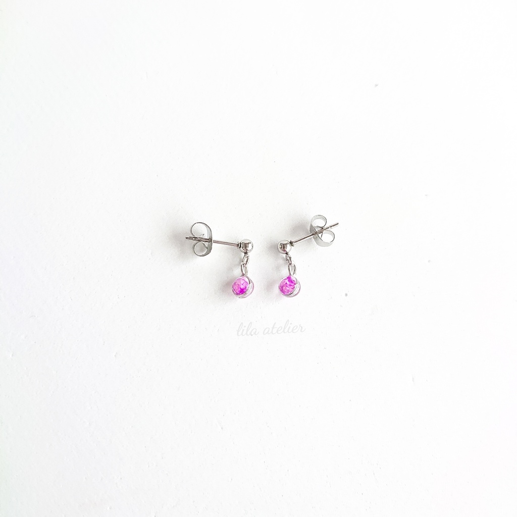 かすみ粒【紫】ピアス/イヤリング(金属アレルギー対応)