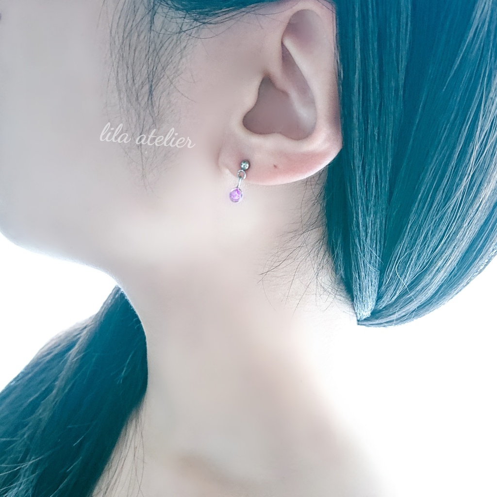 かすみ粒【紫】ピアス/イヤリング(金属アレルギー対応)