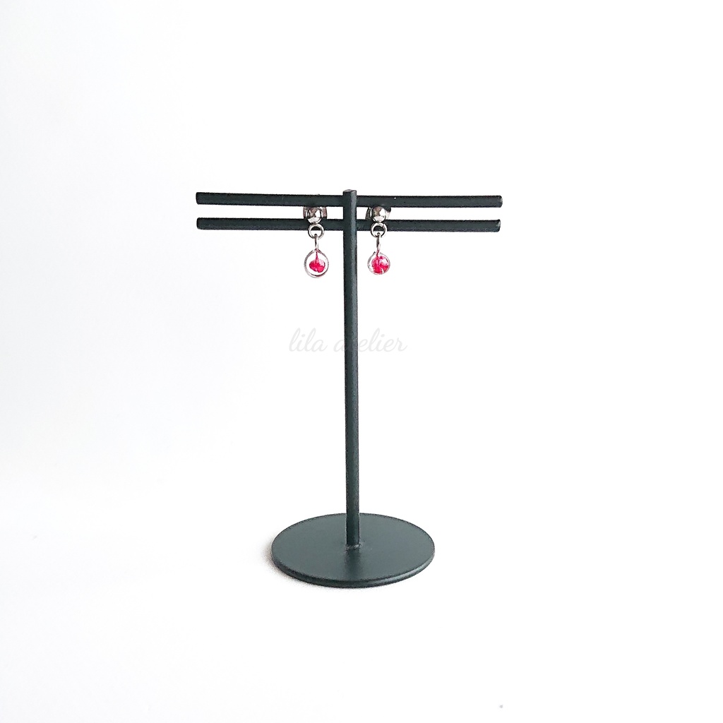 かすみ粒【紅】ピアス/イヤリング(金属アレルギー対応)