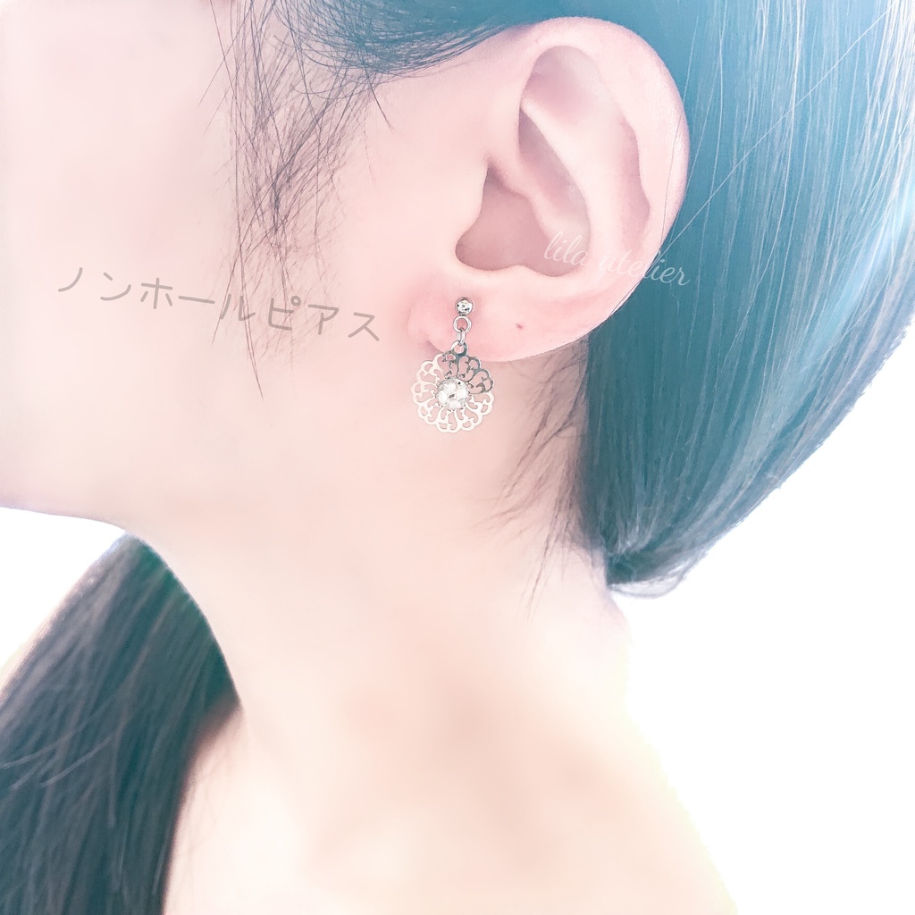 かすみ蔦葛【白】ピアス/イヤリング(金属アレルギー対応)